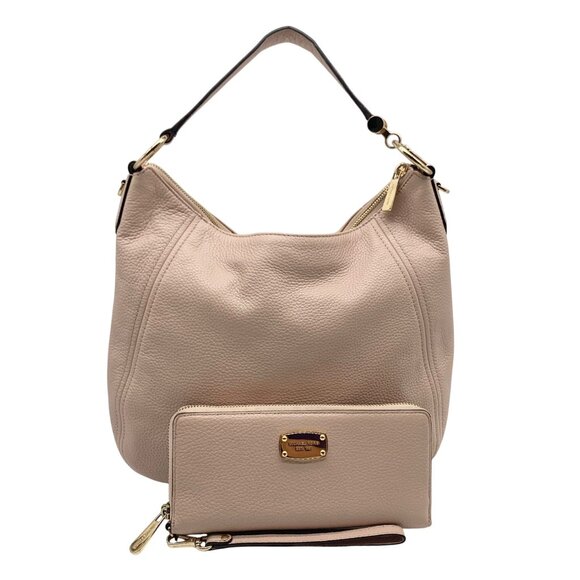 Michael Kors Blush Pink Pebbled Leather Shoulder Bag & Wallet - Picture 1 of 11